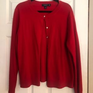Lands’ End 100% cashmere red cardigan
